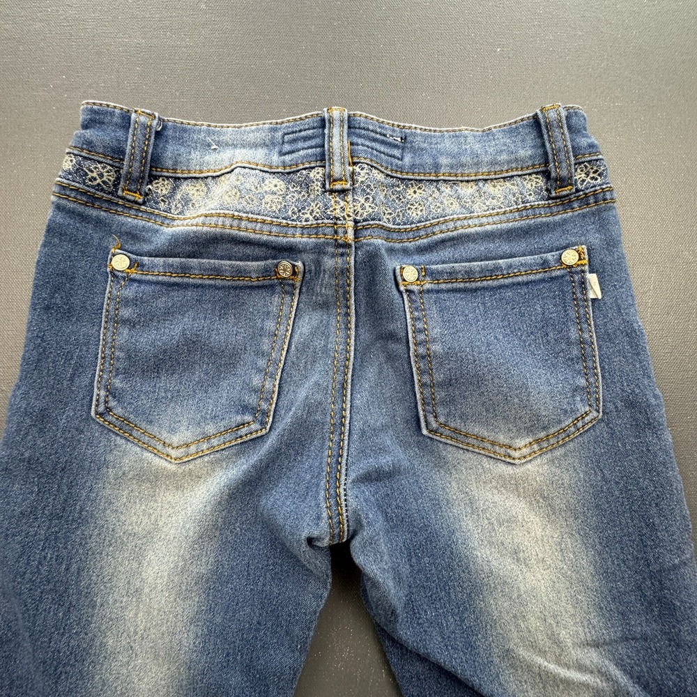 Free Planet Jeans Women's Size 10 Skinny Stretch Blue Faded Dark Wash Denim Y2K